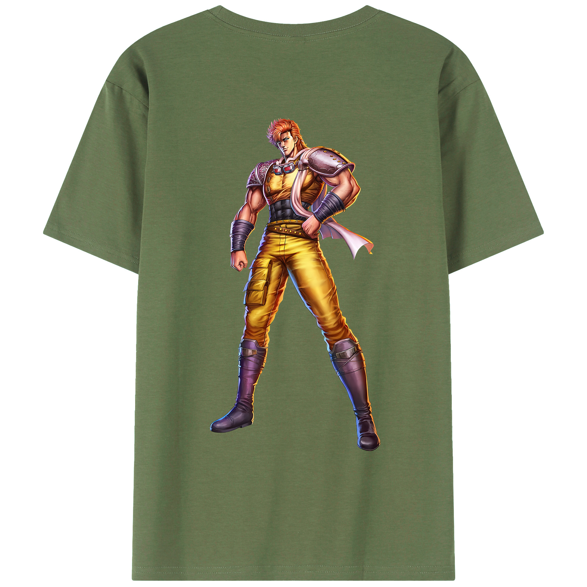 （画像用） 北斗の拳 Fist of the North Star 綿100％ メンズ半袖Tシャツ（バックプリント） 通気性
